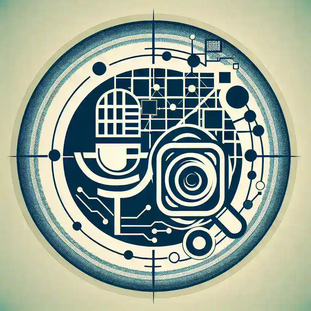 "Ilustrasi fitur pencarian Google yang mengizinkan pengguna melakukan pencarian tanpa kata kunci menggunakan input suara dan gambar sekaligus, menampilkan antarmuka pengguna yang inovatif dan modern."