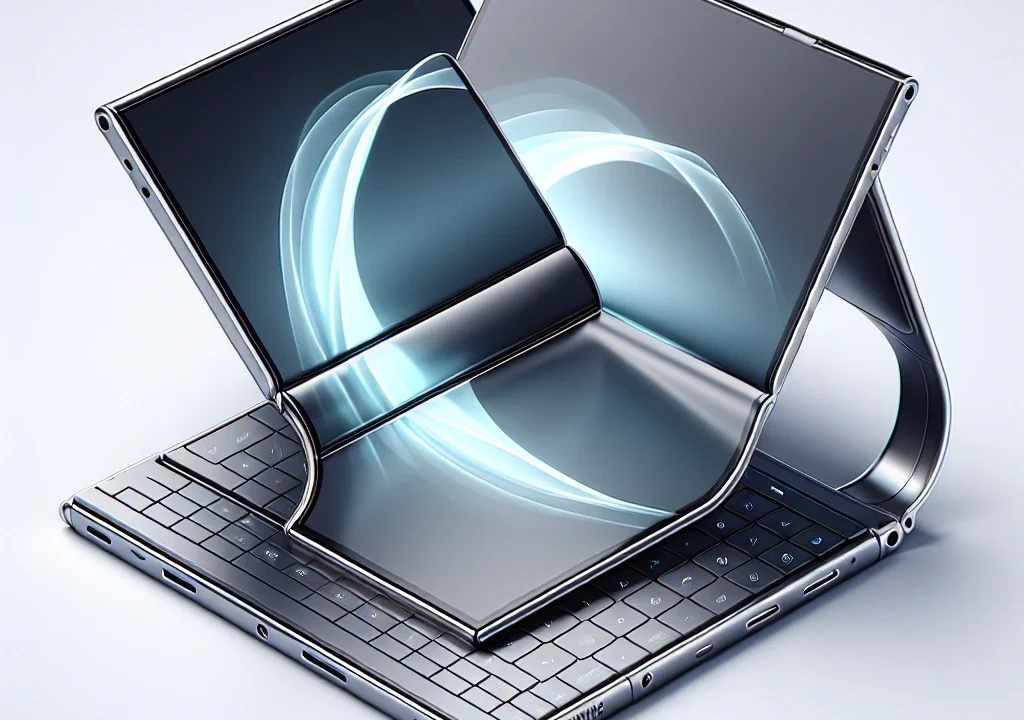 "HP Kembangkan PC Lipat dengan Layar Fleksibel Generasi Kedua - Gambar menunjukkan desain inovatif PC lipat terbaru dari HP dengan layar fleksibel yang dapat dilipat, memadukan keanggunan dan teknologi canggih untuk meningkatkan produktivitas."