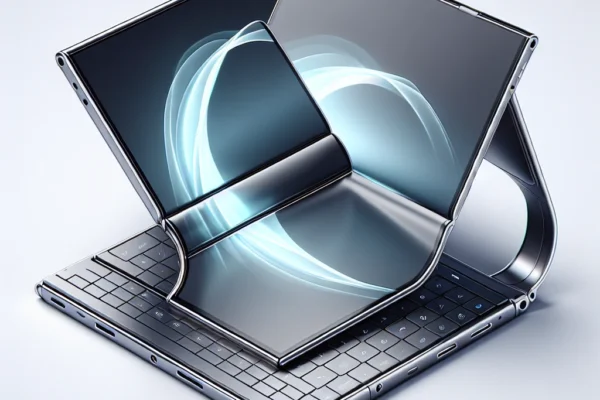 "HP Kembangkan PC Lipat dengan Layar Fleksibel Generasi Kedua - Gambar menunjukkan desain inovatif PC lipat terbaru dari HP dengan layar fleksibel yang dapat dilipat, memadukan keanggunan dan teknologi canggih untuk meningkatkan produktivitas."